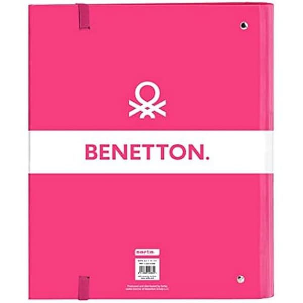 BENETTON pärm - Safta - 4 ringar 35cm - 100 A4 ark - För barn i olika åldrar - Fuchsia rosa