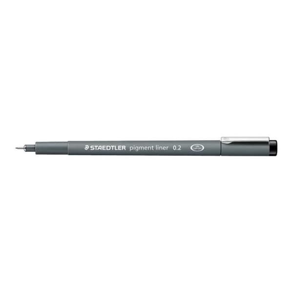STAEDTLER pigment liner Fineliner svart pigment bläck 0,2 mm