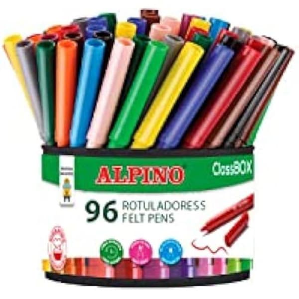 Skolmarkörer - ALPINO - Modell Rot.Standard - 96 enheter - Fin spets 3 mm - Klara färger
