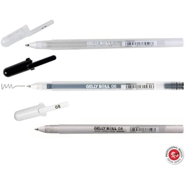 Stylos Gelly Roll - SAKURA - Set med 3 - Gelbläck - Matchande färger - Fin spets