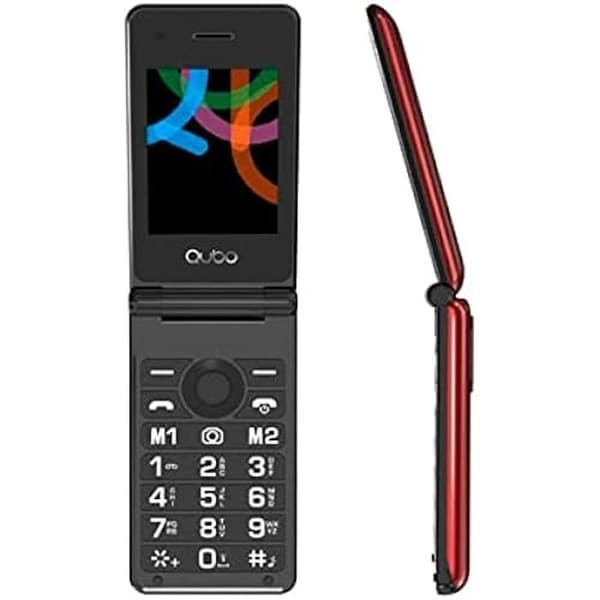 Telefon - QUBO - X-28RD - Färg Röd - 2,8 tums skärm - 1,77 tums sekundär skärm Svart, Röd