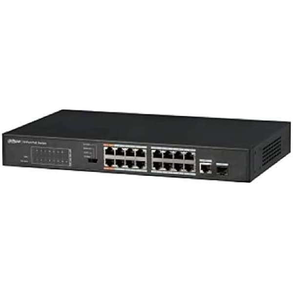 PoE Switch - DAHUA - DH-PFS3117-16ET-135 - 16 portar - Enkel hantering - Hög prestanda Svart