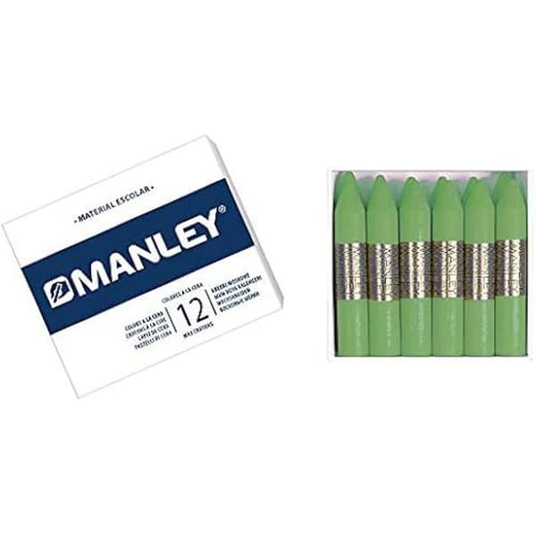 Färgningsvaxer - MANLEY - MNC04657 - Box med 12 - Amar Grön färg - För barn från 3 år