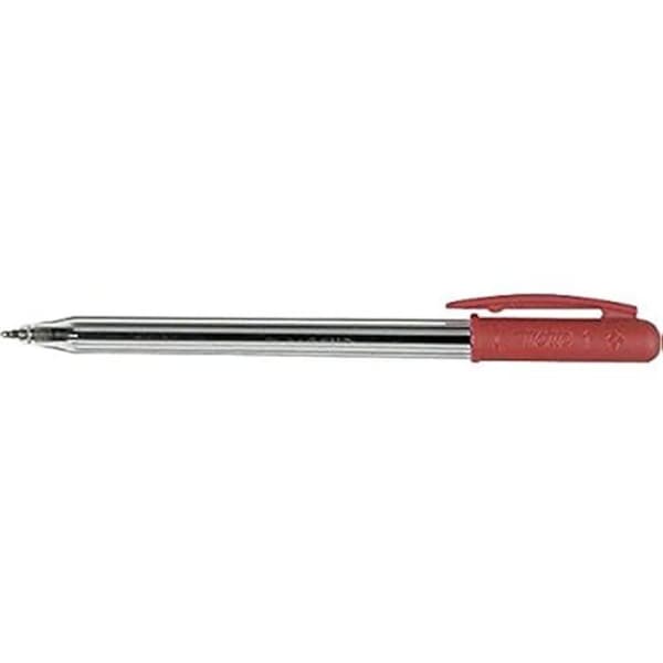 Kulspetspenna - TRATTO - 820502 - Röd - Transparent - Ej påfyllningsbar