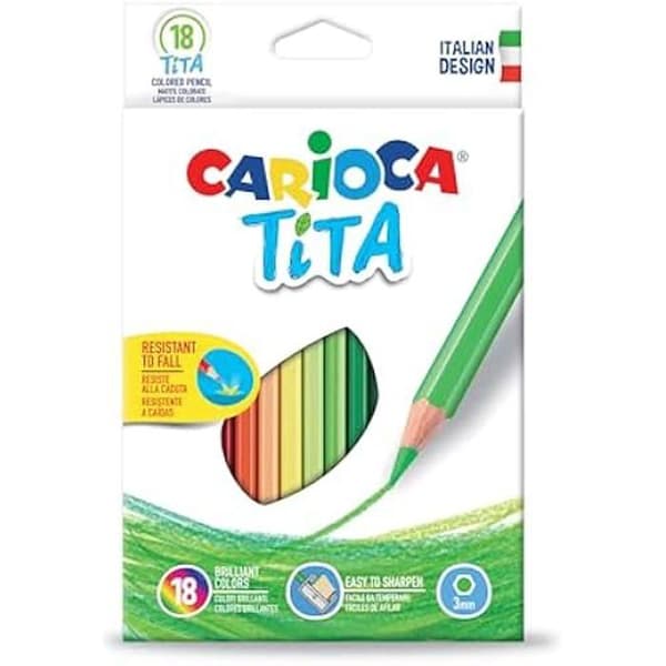 Pennor - CARIOCA - TITA - 18 st - Flerfärgad - Mjuk skrift - Ekologisk