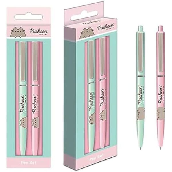 Bläckpennor - PUSHEEN - Set med 2 - Botanskt mönster - Svart bläck - Medelspets