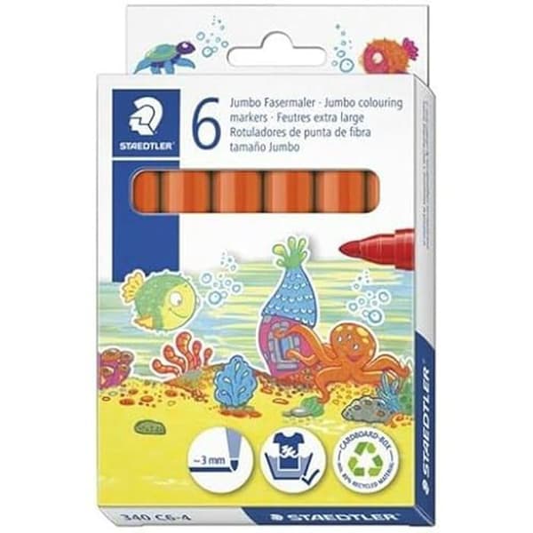 Markörer - STAEDTLER - Noris Club - Set med 6 - Orange färg - Medium spets - Ej raderbar
