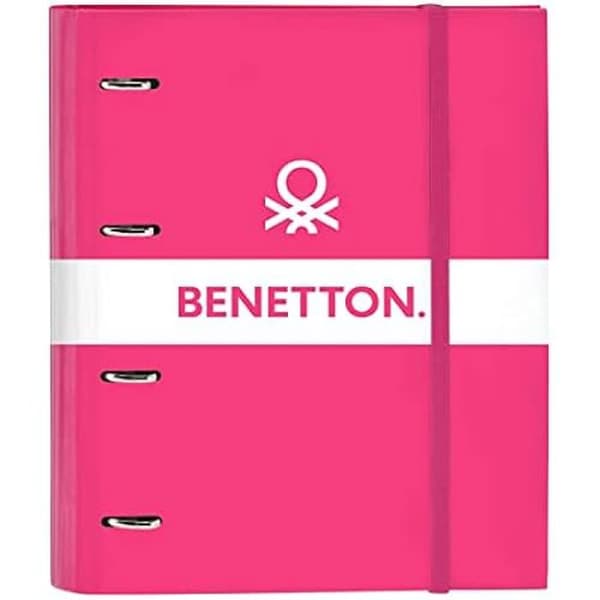 BENETTON pärm - Safta - 4 ringar 35cm - 100 A4 ark - För barn i olika åldrar - Fuchsia rosa