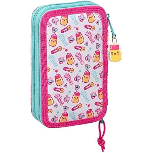Dubbel pennask The Bellies Vit Lila Turkos 12,5 x 19,5 x 4 cm (28 stycken)