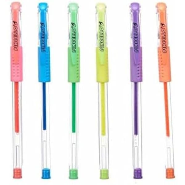 Tuschpennor - PINCELLO - Set med 12 - Flerfärgade - Medium spets - För barn