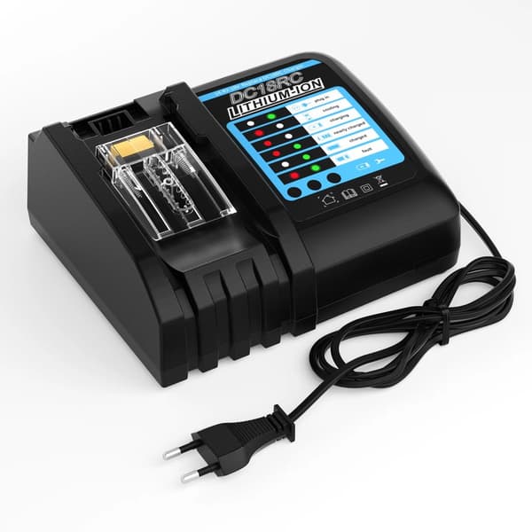 DC18RC Lithium-Ion Batterioplader, 6A Hurtigopladning, LED Skærm Display,4a EU