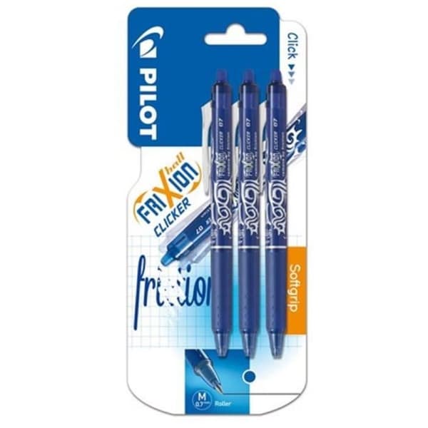 PILOT - Raderbara rullblad - Frixion Ball Clicker X3 - Medium Point - Blå bläck