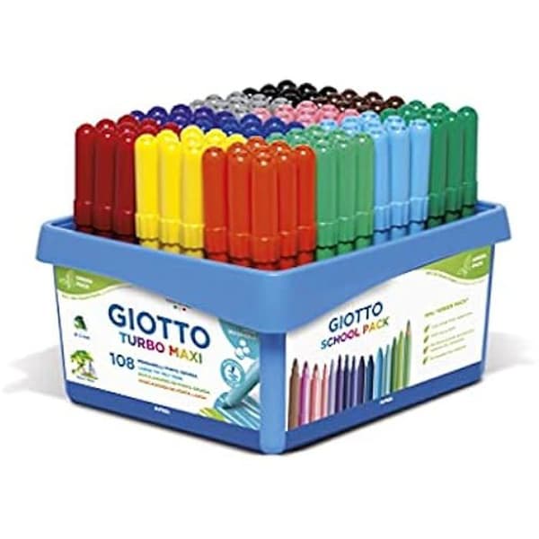 Turbo Maxi färgpennor - GIOTTO - Set med 108 - Ej deformerbar polyester blockerad spets