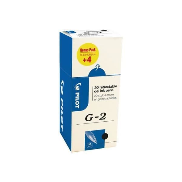 Pilot G-2 Rollerball svart gelbläck 0,7 mm medium indragbart paket med 20 st