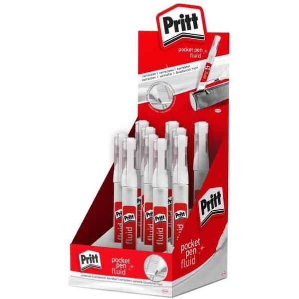 Korrigeringspenna - PRITT - Pocket Pen Fluid - Fin spets - Diverse - Display med 10