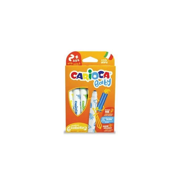 Carioca Marker 2+ Extra-large Multicolor 6 stycken filtpennor - Filtpennor (Extra-large, Multicolor, Spets med snedskärning, Rund)