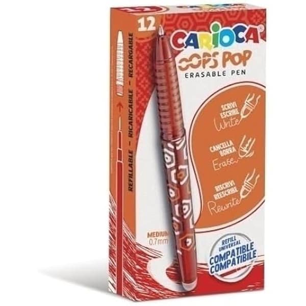Utplåningspennor för skola och kontor - CARIOCA - PACK med 12 - Dubbel suddgummi - Ergonomiskt handtag