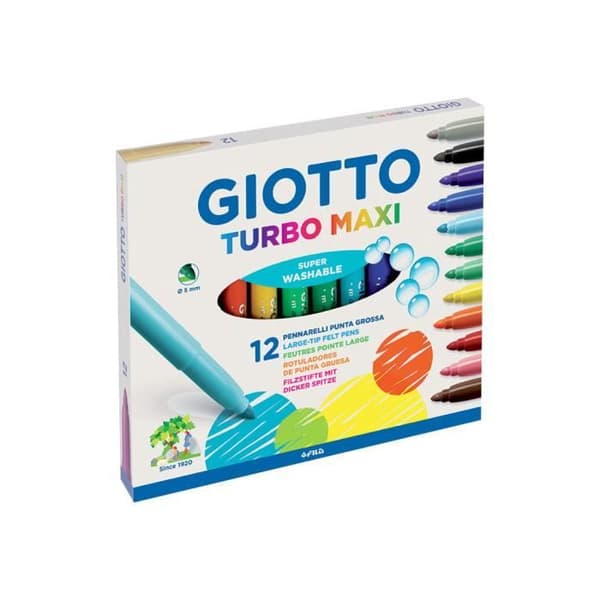 Feutre - GIOTTO - Turbo Maxi - Lila - 5 mm - Paket med 12 - Vattenbaserad bläck