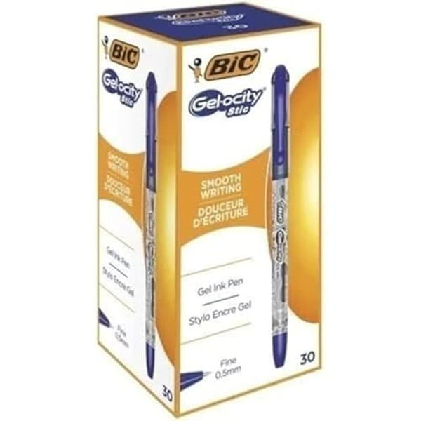 BIC Gelocity gelpennor - Paket med 30 - Blå färg - Medelspets