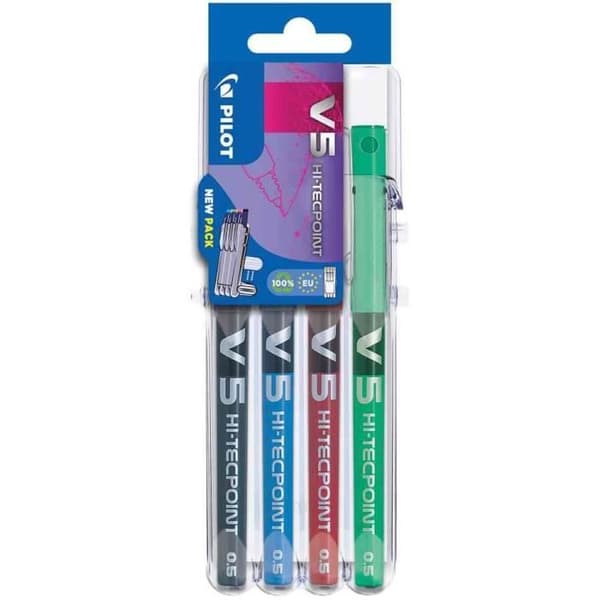 Stylo roller - PILOT - Hi-Tecpoint V5 - Fin - Assorterade - Set2Go