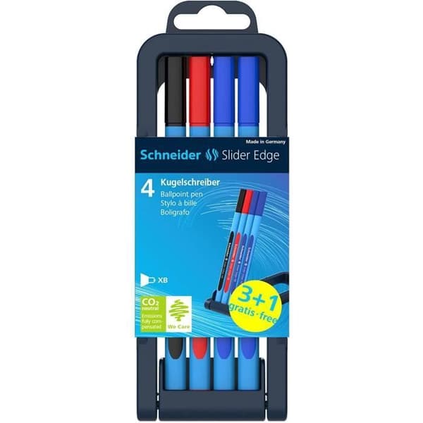 Bollpen - SCHNEIDER - Slider Edge XB - 4 stycken - Flytande skrivning - Snabbt bläck