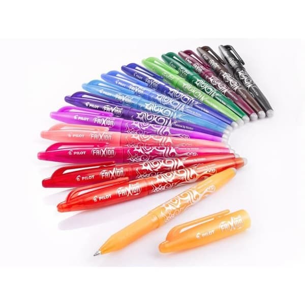 PILOT - PÅSE med 15 raderbara rullar - Frixion Ball - Medium Tip - Svart, Blå, Röd, Grön, Himmelsblå, Korall, Bläck