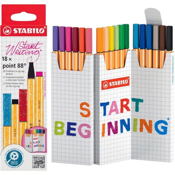 Stylo-fiber STABILO point 88 - 18 färger - Fin spets - Zig-zag etui