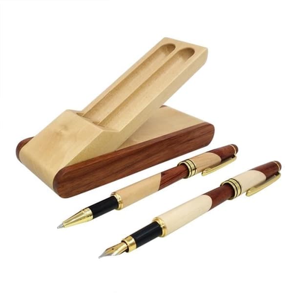 Pennsats - Rosewood - Reservoar- och kulspetspenna - Brun färg - Påfyllningsbar - Fin spets