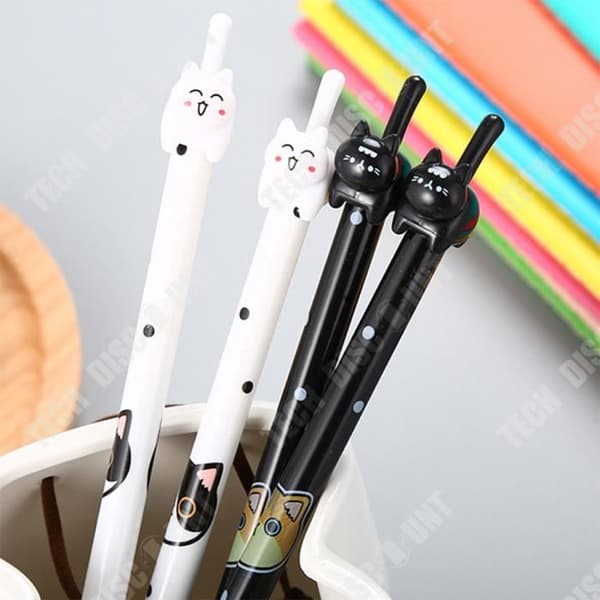 TD® Kontorspapper tecknad svans katt neutral penna student special signaturpenna 0,38 mm svart kärna vattenpenna 4 st