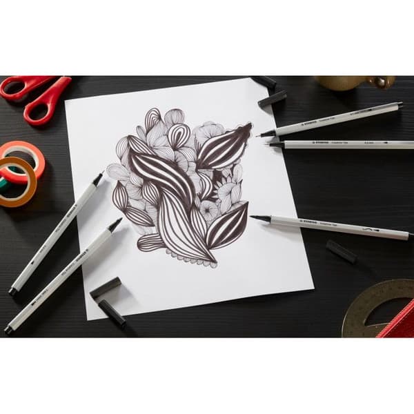 Ritpenna - STABILO Creative Tips - Metalllåda x 30 kalligrafipennor med diverse spetsar 0,2; 0,4; 0,7; 1 mm och borsta -