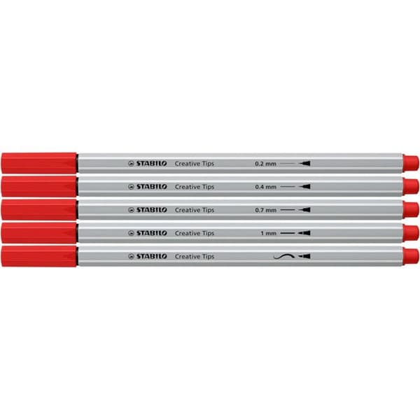 Ritpenna - STABILO Creative Tips - Metalllåda x 30 kalligrafipennor med diverse spetsar 0,2; 0,4; 0,7; 1 mm och borsta -