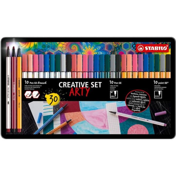 Coffret med tuschpennor och pennor - STABILO - ARTY - 30 delar - Intensiva färger - För vuxna