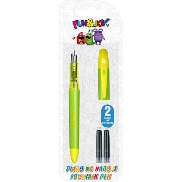 Grön-gul patronpenna + 2 Fun&Joy-patroner