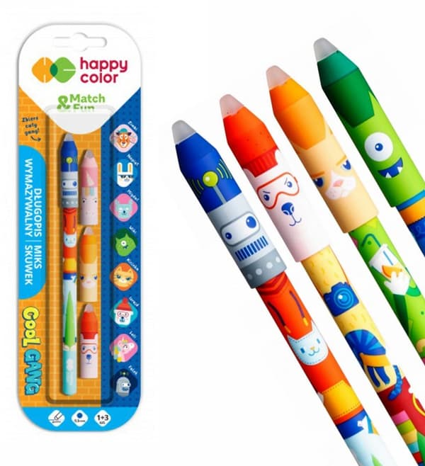 Cool Gang Happy Color Sletbar Kuglepen + 3 Kasketter