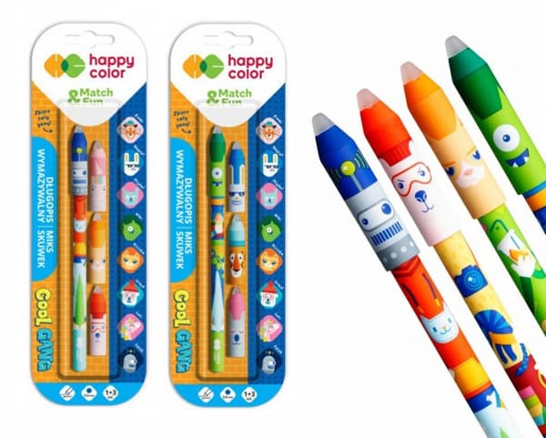 Cool Gang Happy Color Sletbar Kuglepen + 3 Kasketter