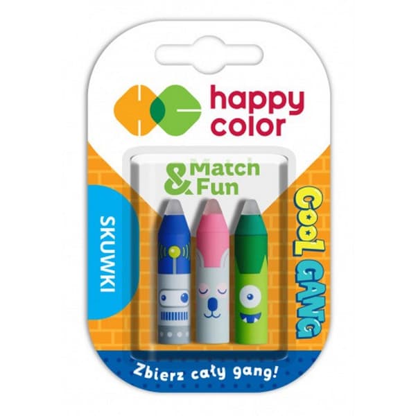 Kepsar för raderbar penna 3 st. Cool Gang Happy Color