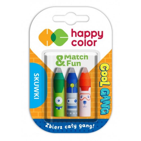 Kepsar för raderbar penna 3 st. Cool Gang Happy Color