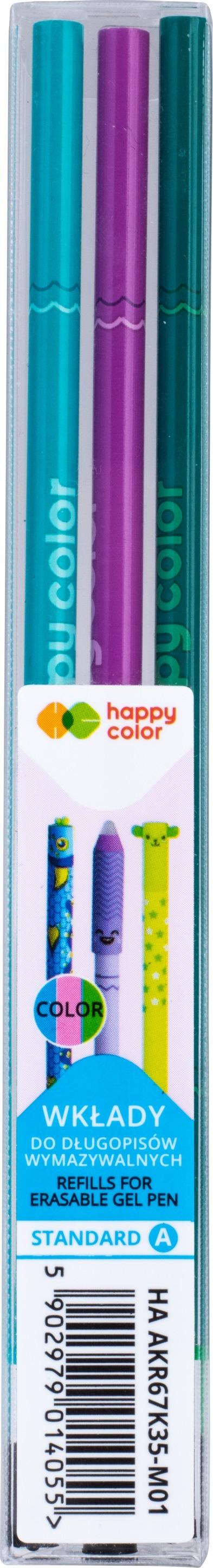 Sletbare pen refills 0,5 mm 3 farver Happy Color
