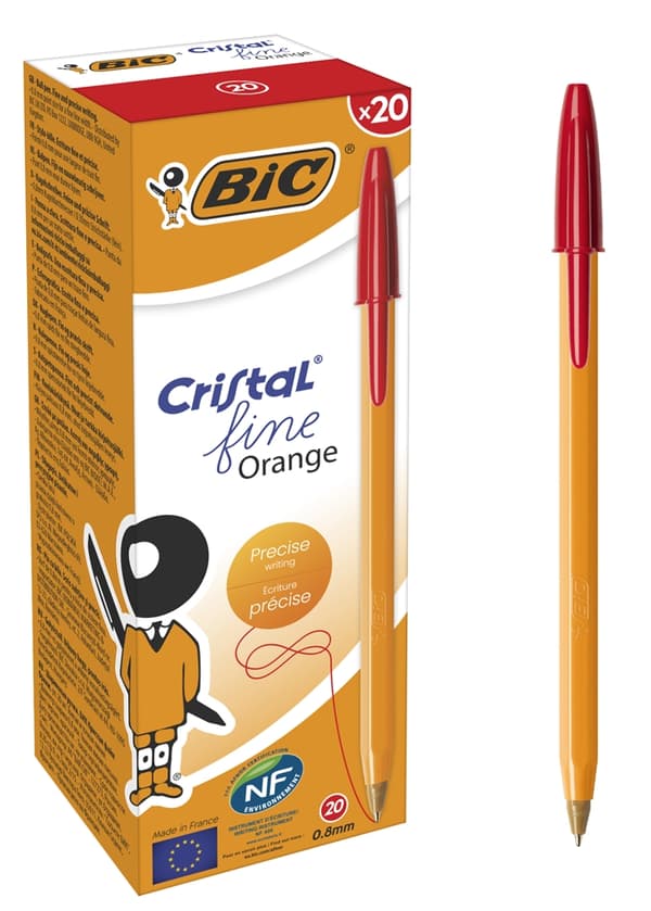 BIC Office Kuglepen Orange Rød 0,8mm - 20 stk Sæt