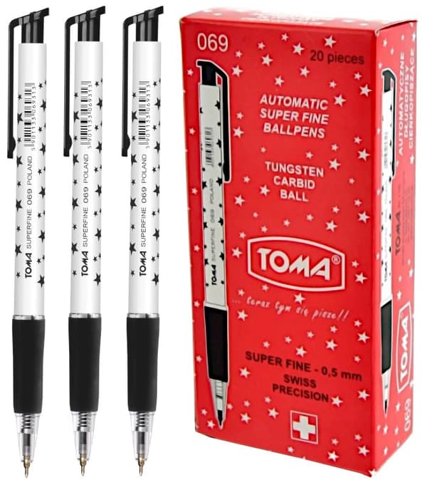 TOMA 069 STARS AUTOMATISK SVART KULLPETSPENNA