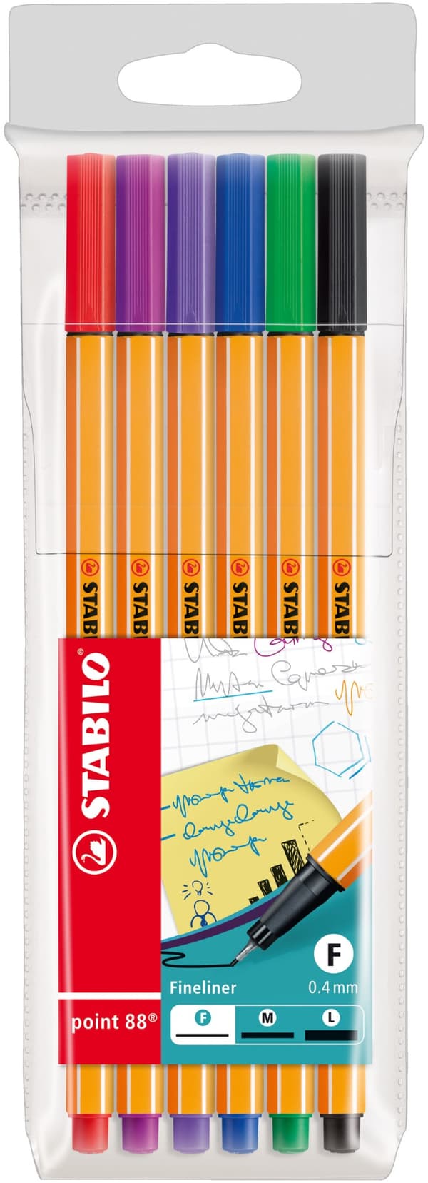 STABILO FARVEDE FIN PENNE 88/6 SÆT MED 6