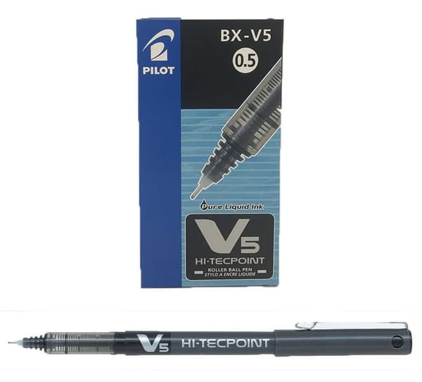 Pilot V5 Hi-Tecpoint kuglepen 0,5 mm Sort BX-V5-B
