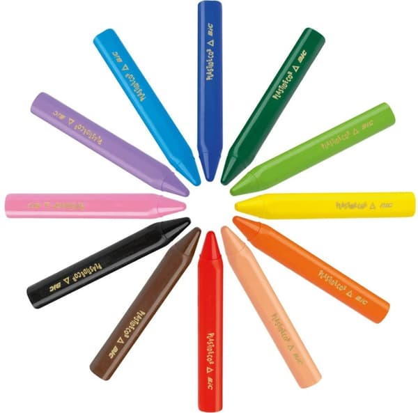 BIC KIDS Plastidecor Triangle Wax Crayons 12 farver