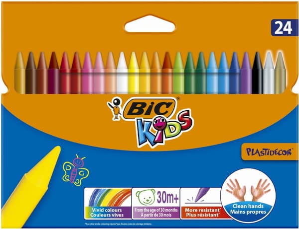 BIC KIDS Plastidecor Voksblyanter 24 farver