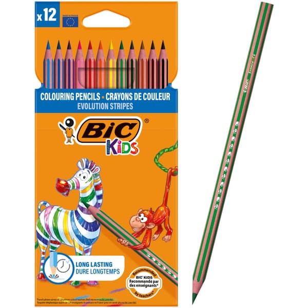 BIC Kids Eco Evolution Stripes 12 farver blyanter