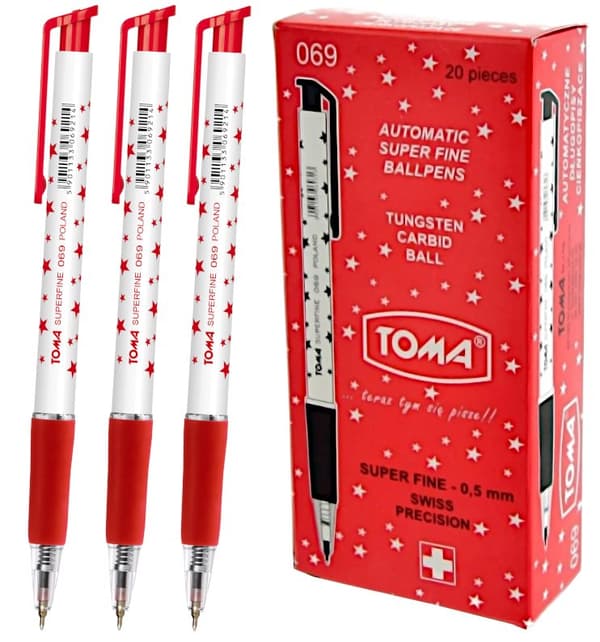 TOMA 069 STJERNER AUTOMATISK KUGLEPEN RØD 20 STK