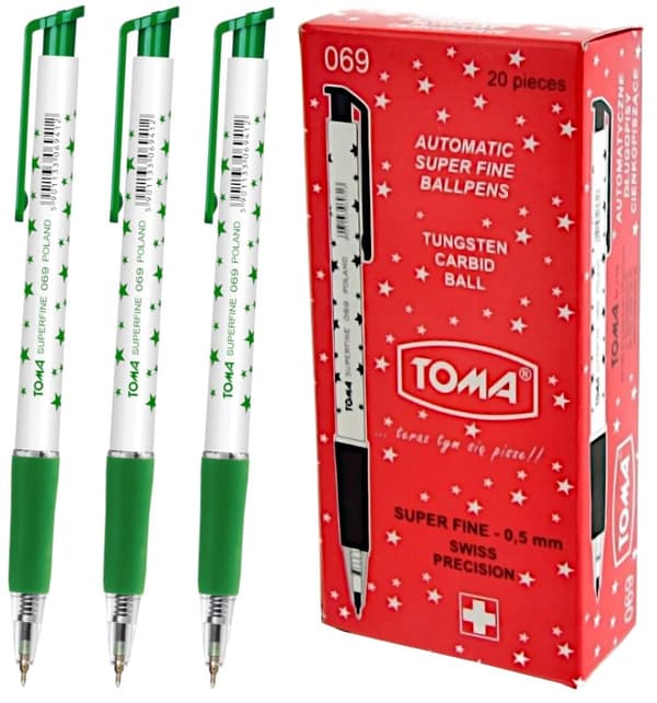 TOMA 069 STJÄRNOR AUTOMATISK GRÖN KULSPÄNNA 20 DEL