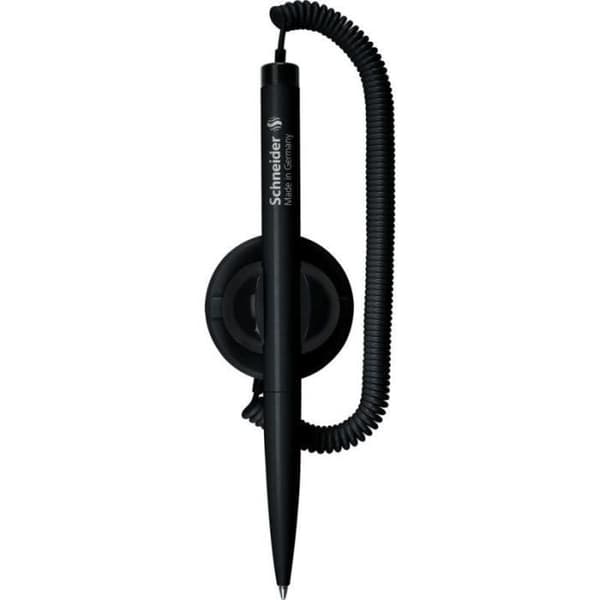 Förpackning med 10 Klick-Fix-Pen bläckpennor Blister svart (med kedja)