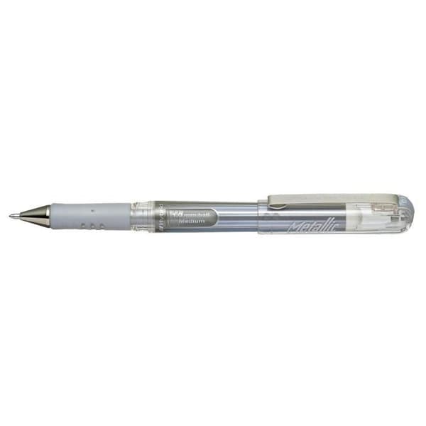 Förpackning med 12 Metalliska Hybrid Gel Grip DX K230 Silver Gelpennor