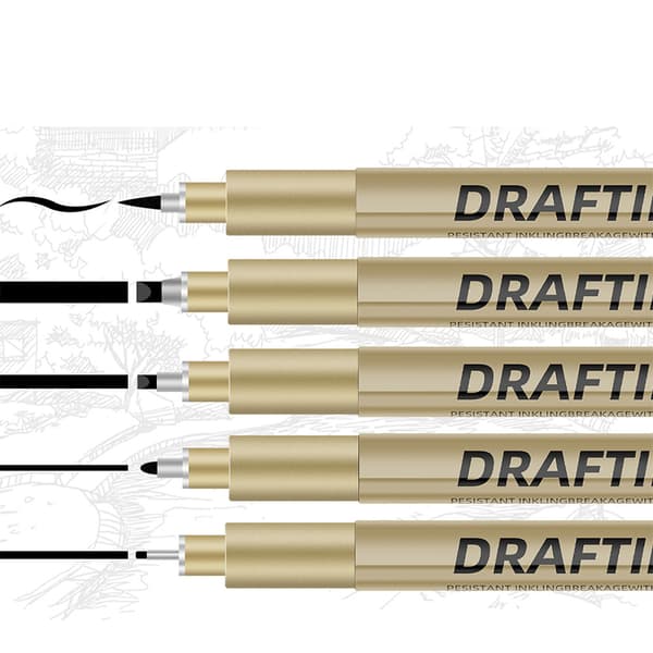 INF Precision Fineliner Pen Set Svarta Pennor för Ritning 9-piece